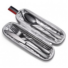 Cargar imagen en el visor de la galería, SET DE CUBIERTOS + PALITOS CHINOS + SORBITOS REUTILIZABLES COLOR NEGRO