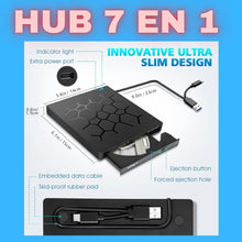 Cargar imagen en el visor de la galería, HUB 7 EN 1 MULTIPUERTOS CON GRABADORA DE CD Y DVD!!!