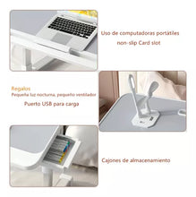 Cargar imagen en el visor de la galería, Soporte Plegable Para Laptop, Con Luz Led Y Ventilador Usb
