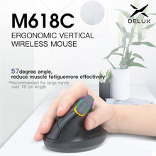 Cargar imagen en el visor de la galería, MOUSE VERTICAL ERGONÓMICO DELUX 57º RGB