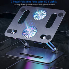 Cargar imagen en el visor de la galería, SOPORTE PARA TABLET Y/O LAPTOP CON 2 FAN COOLER RGB
