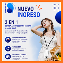 Cargar imagen en el visor de la galería, CORREA DE SEGURIDAD + USB - C
