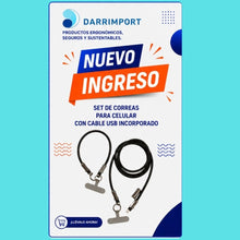 Cargar imagen en el visor de la galería, SET DE 2 CORREAS DE SEGURIDAD PARA CELULAR CON CABLE USB INCORPORADO
