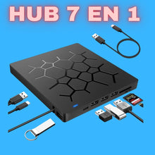 Cargar imagen en el visor de la galería, HUB 7 EN 1 MULTIPUERTOS CON GRABADORA DE CD Y DVD!!!
