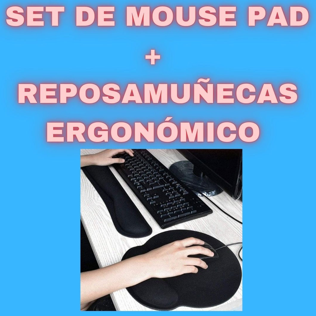 SET ALMOHADILLA DE TECLADO Y MOUSE PAD NEGRO