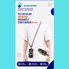 Cargar imagen en el visor de la galería, SET DE 2 CORREAS DE SEGURIDAD PARA CELULAR CON CABLE USB INCORPORADO
