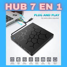Cargar imagen en el visor de la galería, HUB 7 EN 1 MULTIPUERTOS CON GRABADORA DE CD Y DVD!!!
