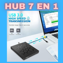Cargar imagen en el visor de la galería, HUB 7 EN 1 MULTIPUERTOS CON GRABADORA DE CD Y DVD!!!
